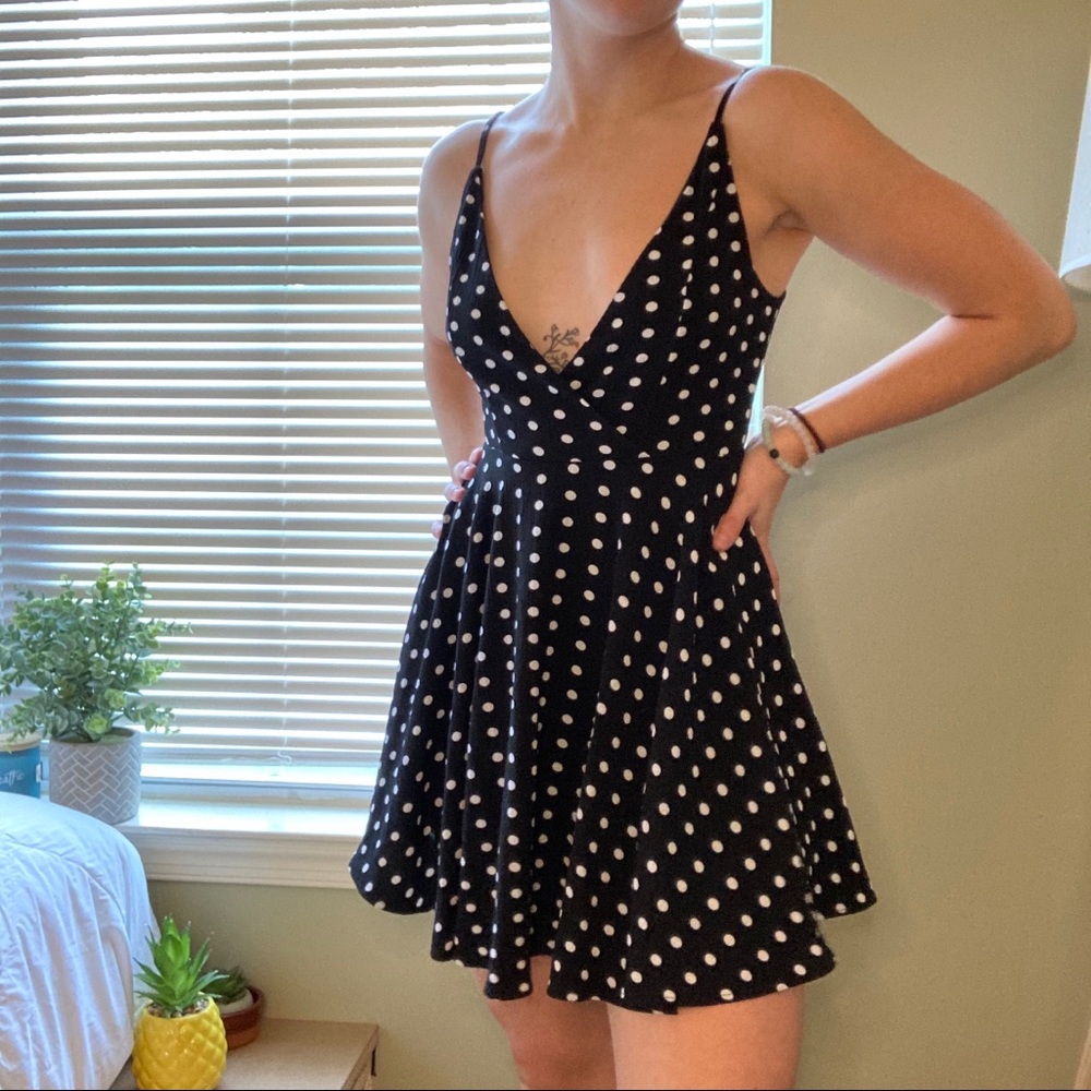 black and white polka dot dress